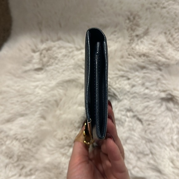 Salvatore Ferragamo Navy Blue Leather Gancini Bit Continental Long Wallet - Picture 4 of 9